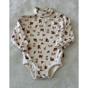 Vintage Carters Baby Turtle Neck Long Sleeve Body Suit Bear Forest 9-12 months